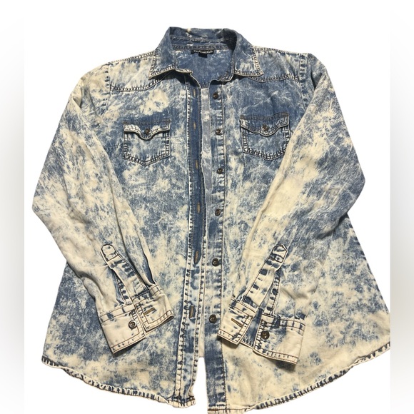 Stone Washed Button Down Collar Shirt - Picture 1 of 1
